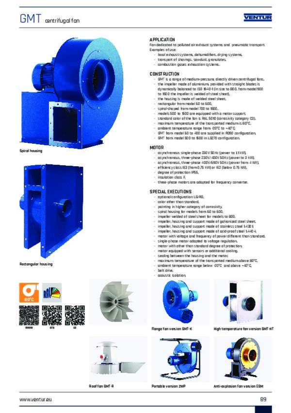 Centrifugal Fan GMT - Venture Industries